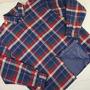 VINEYARD VINES FLANNEL Shirt Jacket Men's SIZE XXL Blue Red Plaid LINED COTTON..
